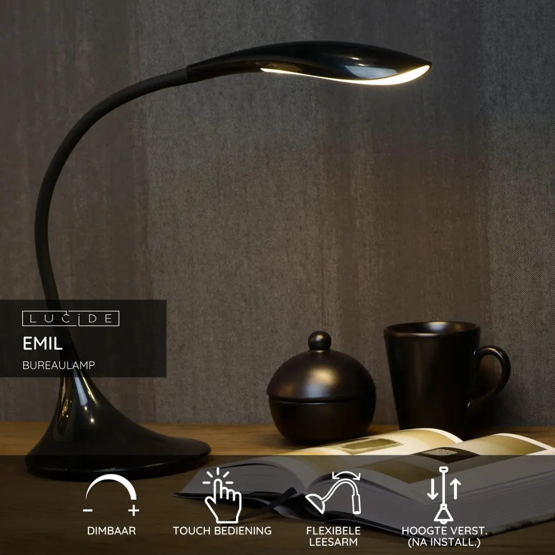 Lucide EMIL Bureaulamp LED 4,5W 3000K - Zwart
