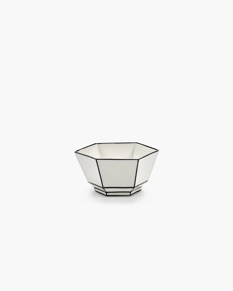 Serax Annebet Kom Yoghurt 14cm Wit/Zwart - Set van 2