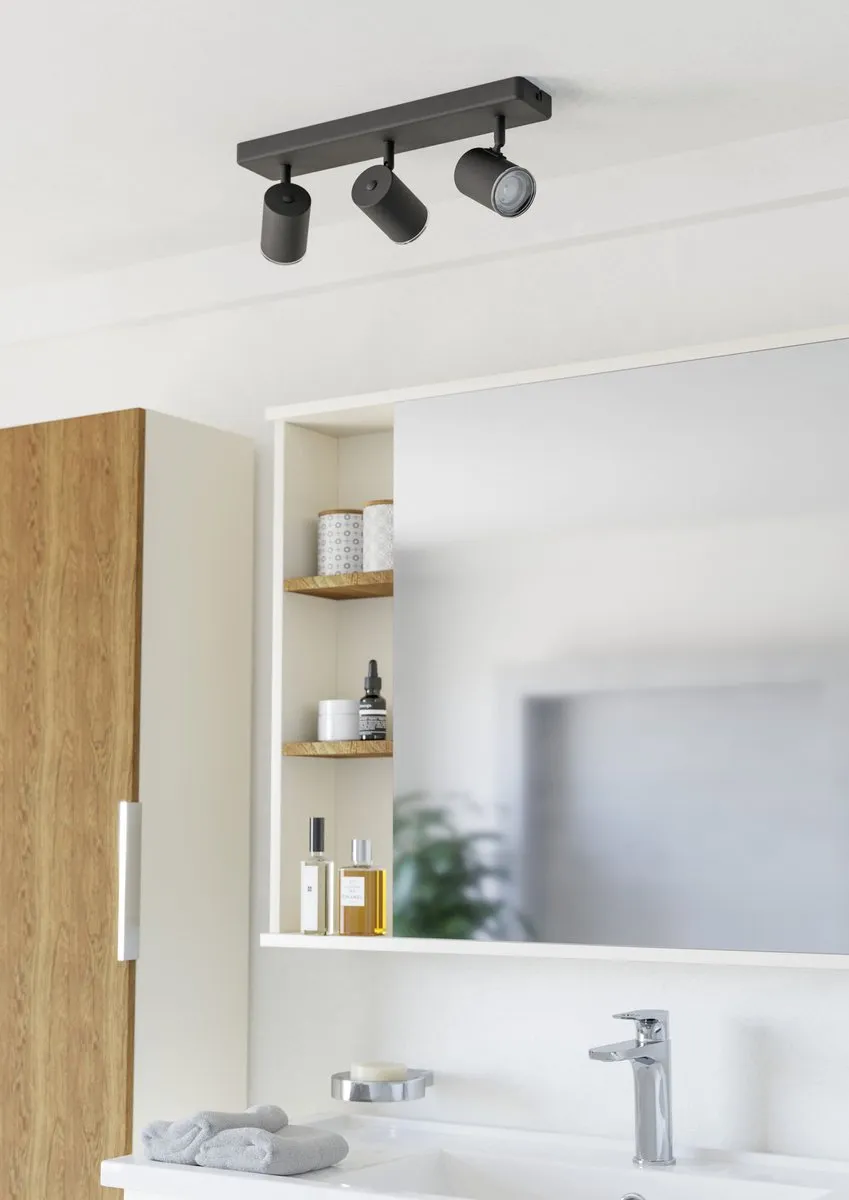 Eglo Consuma 1 Spot Badkamer GU10 - 3 Stuks - Zwart