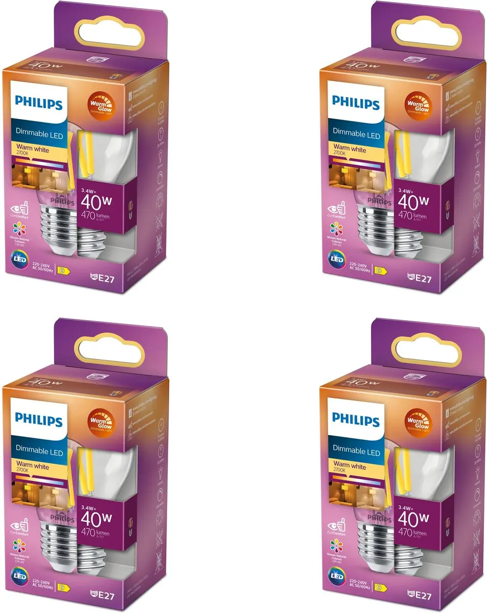 Philips LED E27 Warmwit 3W