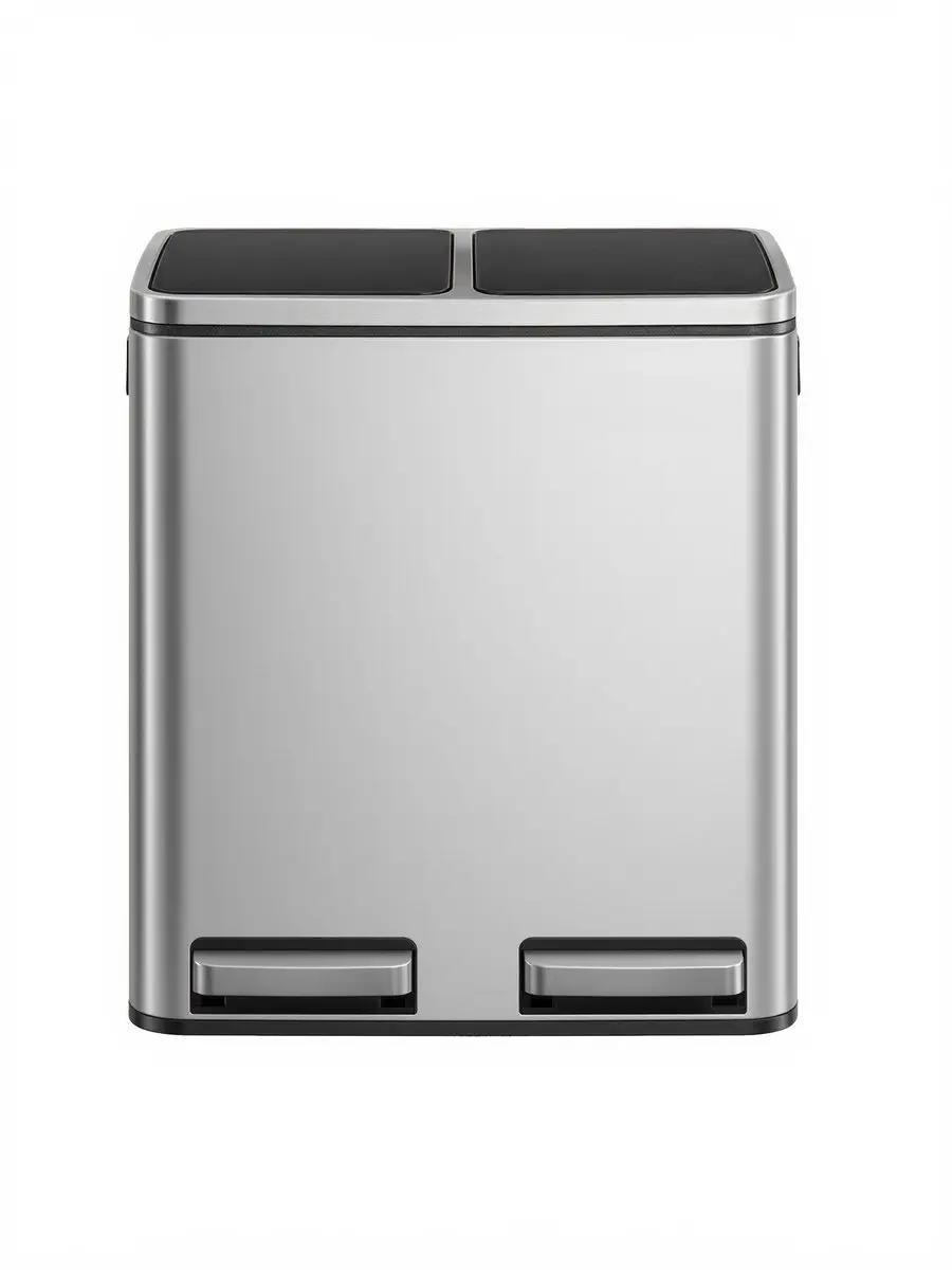 Songmics LTB030EB02 Prullenbak 2x15L - Metallic Zilver-Inktzwart - afbeelding 5 van 5