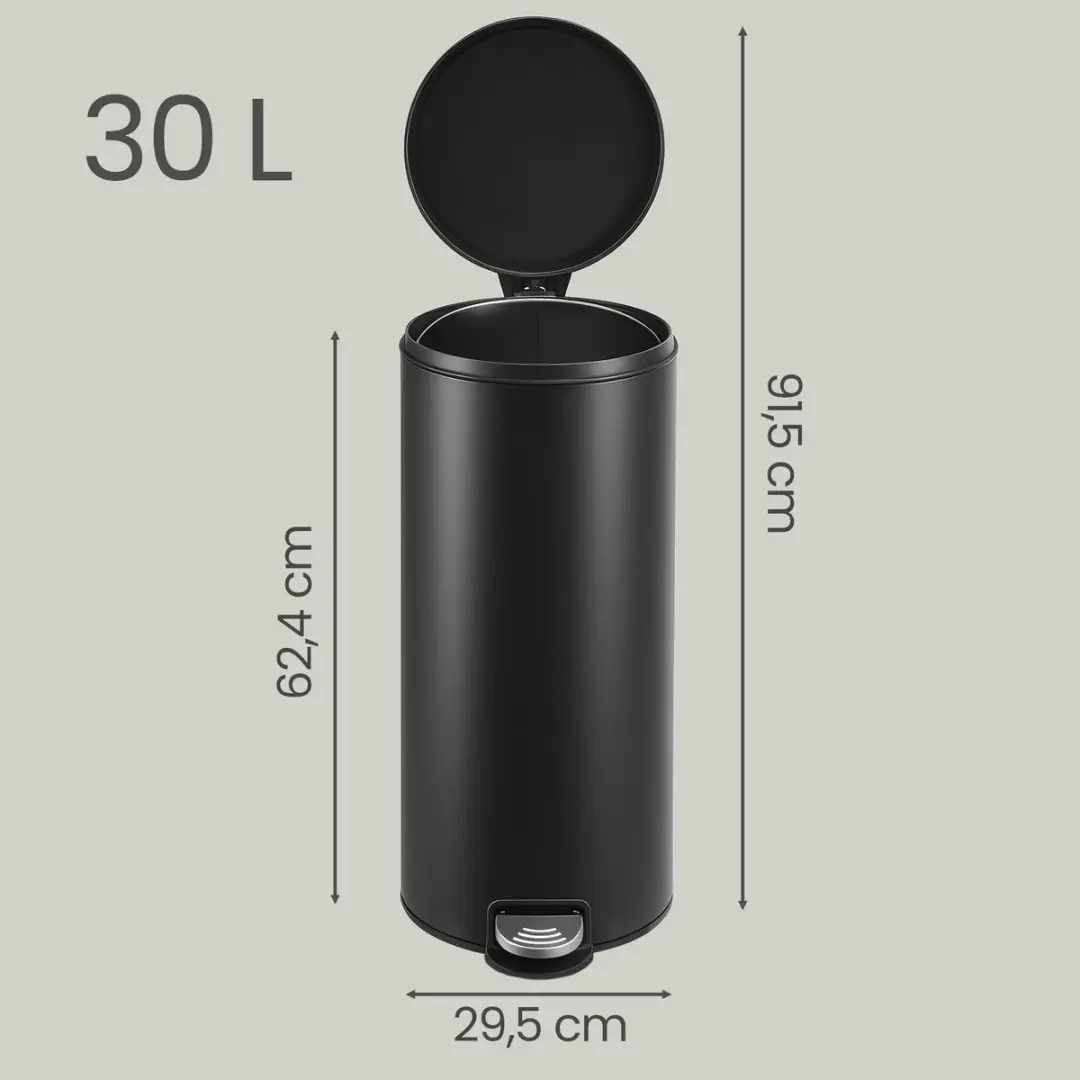 Songmics LTB031BZ02 Keuken Prullenbak Rond 69L - Inktzwart