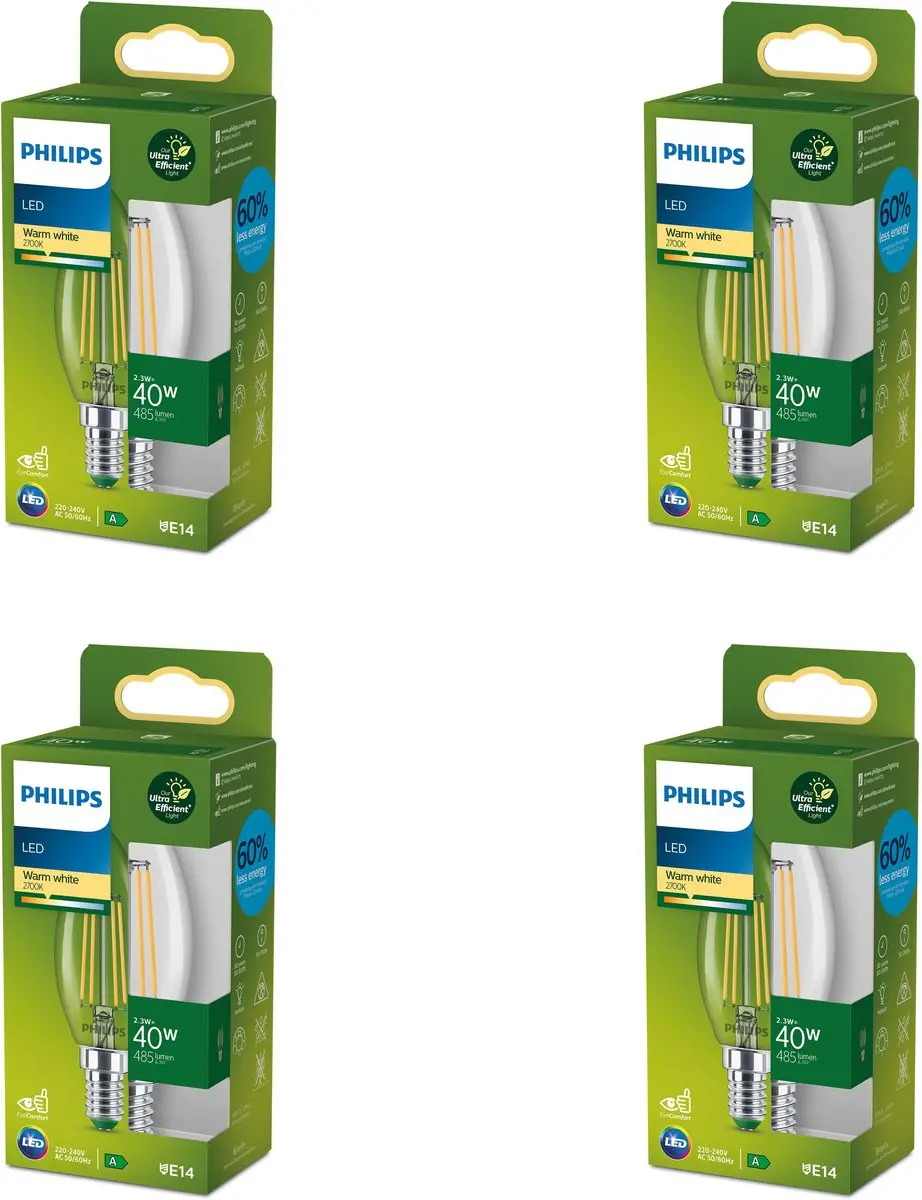 Philips LED Kaarslamp E14 Warmwit 2.3W