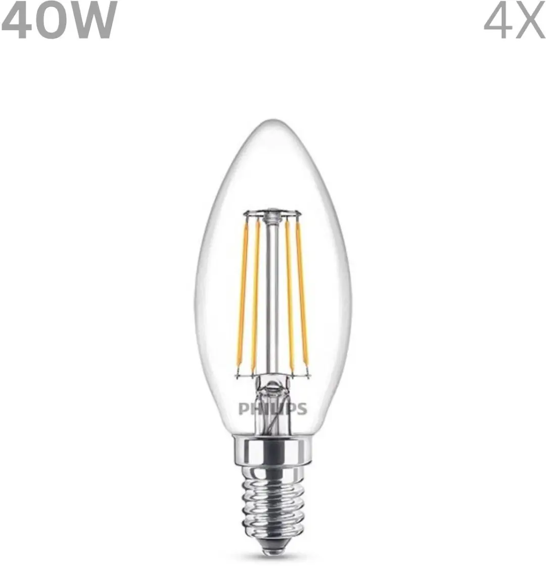 Philips LED Kaarslamp E14 Warmwit 2.3W - 4 Stuks