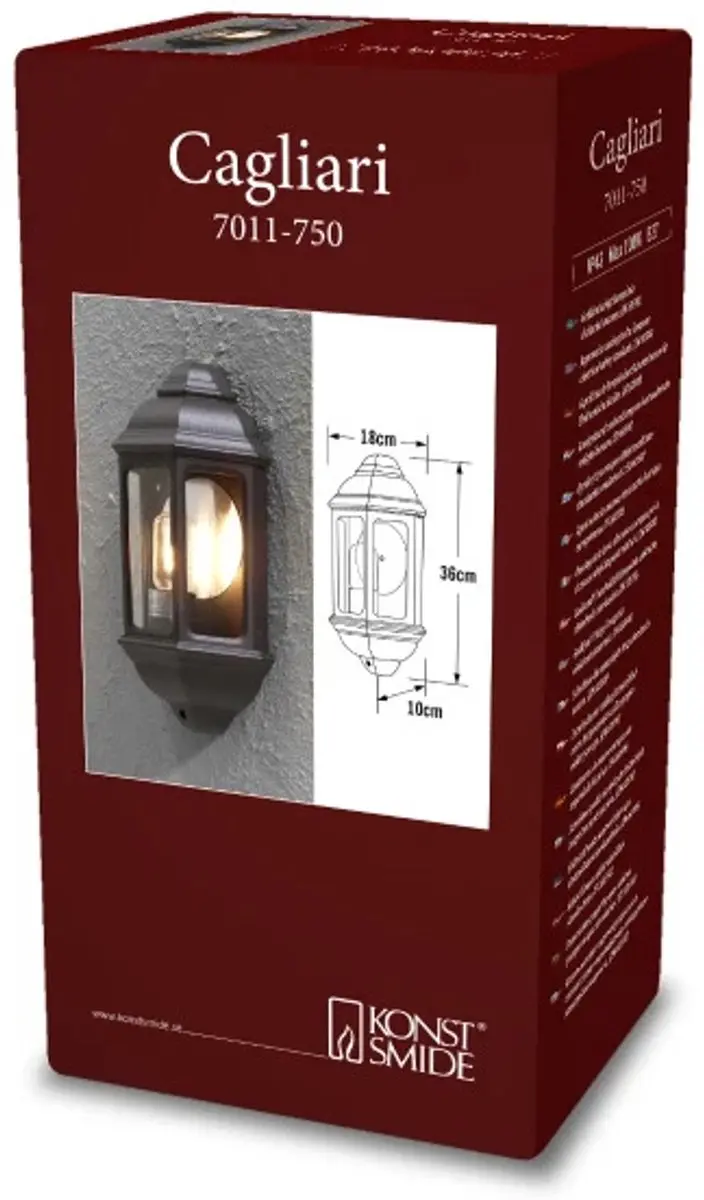 Konstsmide Cagliari Wandlamp 36cm - Matzwart