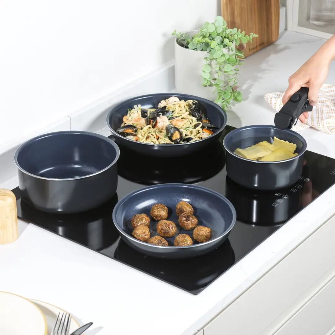 Russell Hobbs Smart Clip Pot en Pan-set 4-delig - Blauw
