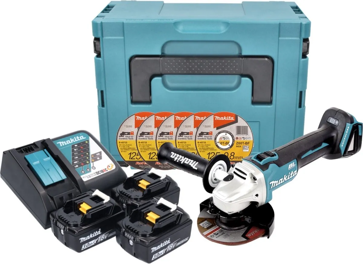 Makita DGA504RFJ Haakseslijpmachine 125mm - 18V 3.0Ah - afbeelding 6 van 6
