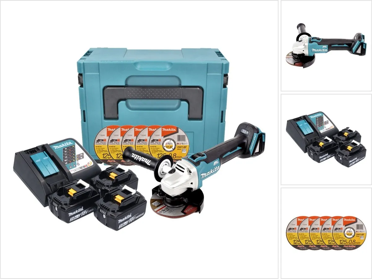 Makita DGA504RFJ Haakseslijpmachine 125mm - 18V 3.0Ah - afbeelding 2 van 6