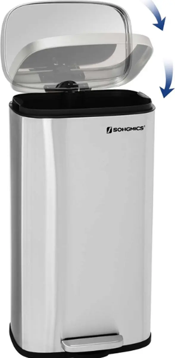 Songmics Keukenafvalemmer 30L - Pedaal - Grijs