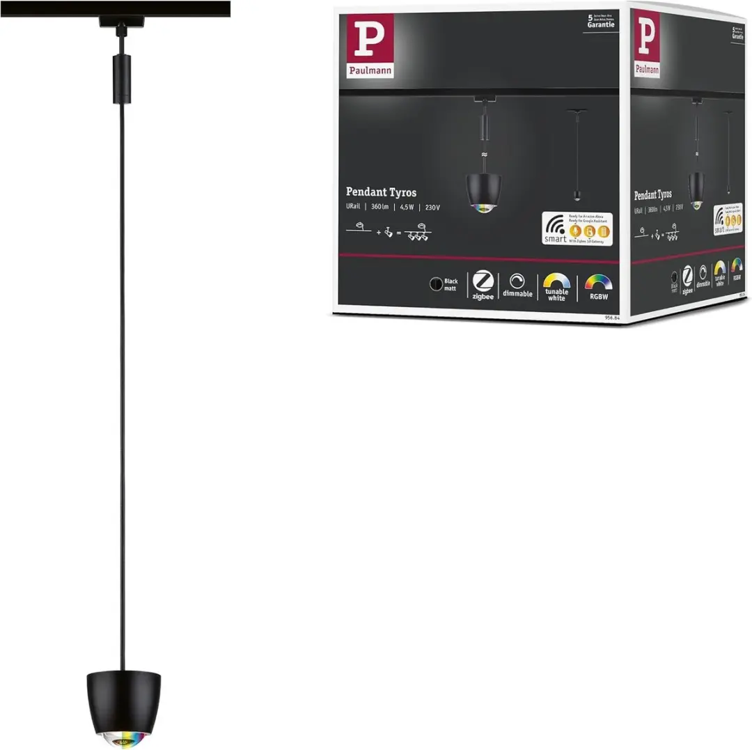 Paulmann URail Tyros RGBW Hanglamp 200lm - Zigbee 3.0 - Matzwart