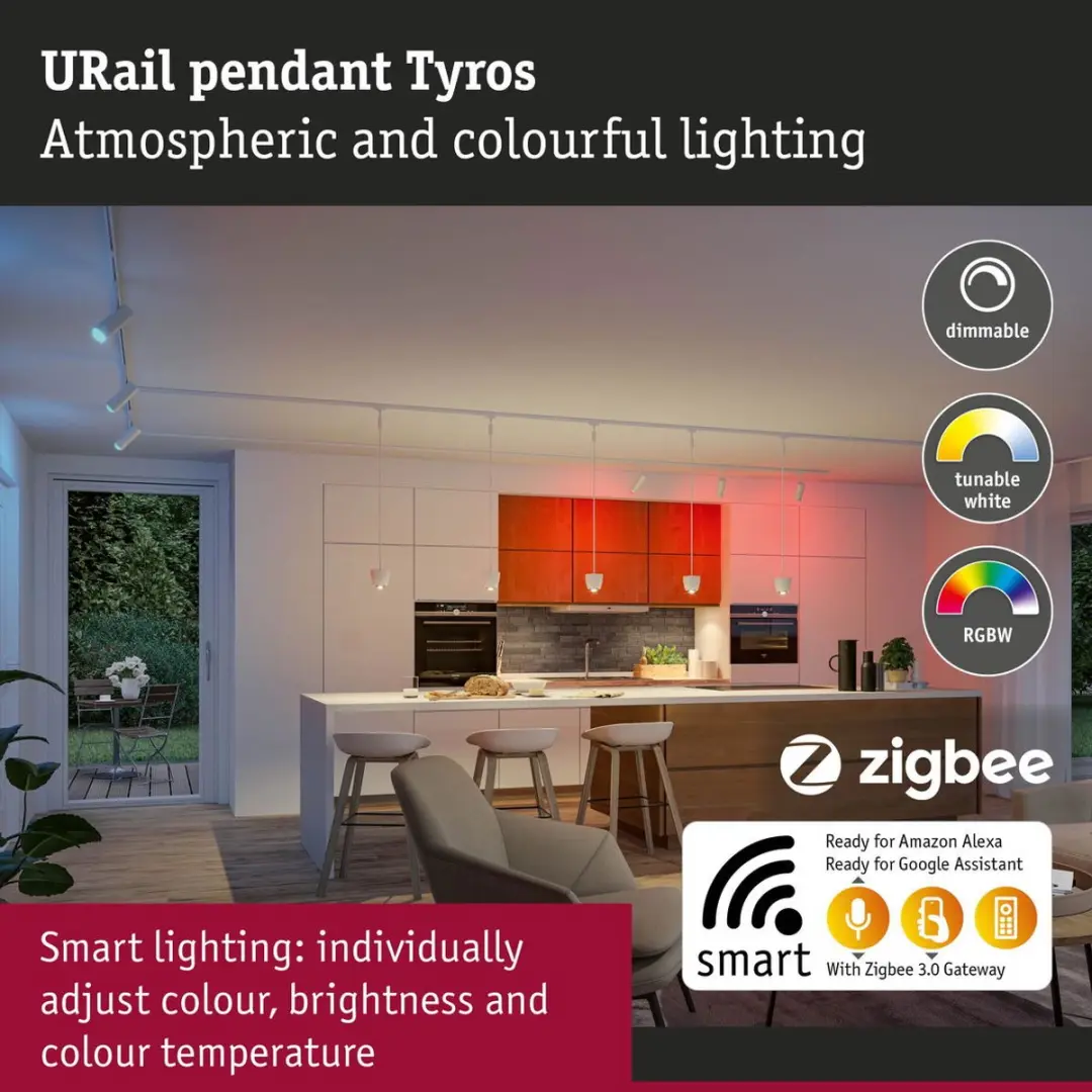 Paulmann URail Tyros RGBW Hanglamp 200lm - Zigbee 3.0 - Matzwart
