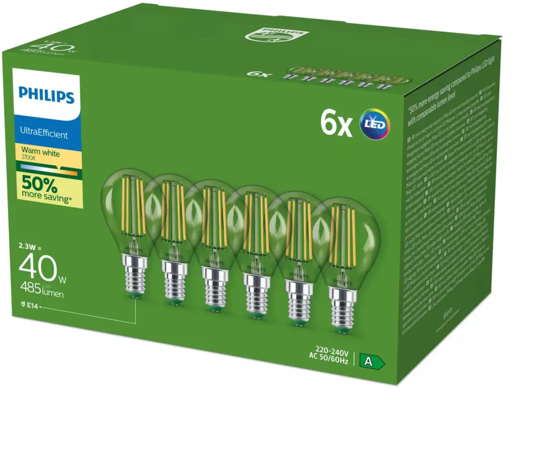 Philips LED Lamp 2.3W Warm Wit 2700K - 6 Stuks