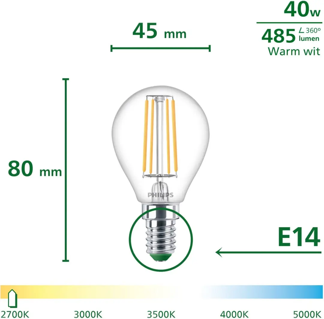Philips LED Lamp 2.3W Warm Wit 2700K - 6 Stuks
