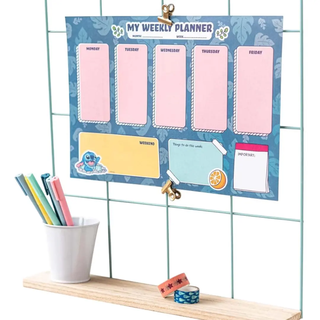 Disney Stitch Weekplanner - Blauw/Rozemix - 54 Stuks