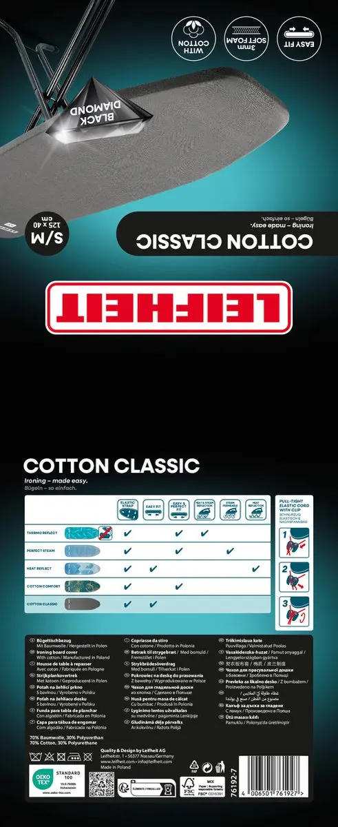 Leifheit Cotton Classic Strijkplankovertrek 76192 - Zwart - afbeelding 6 van 6