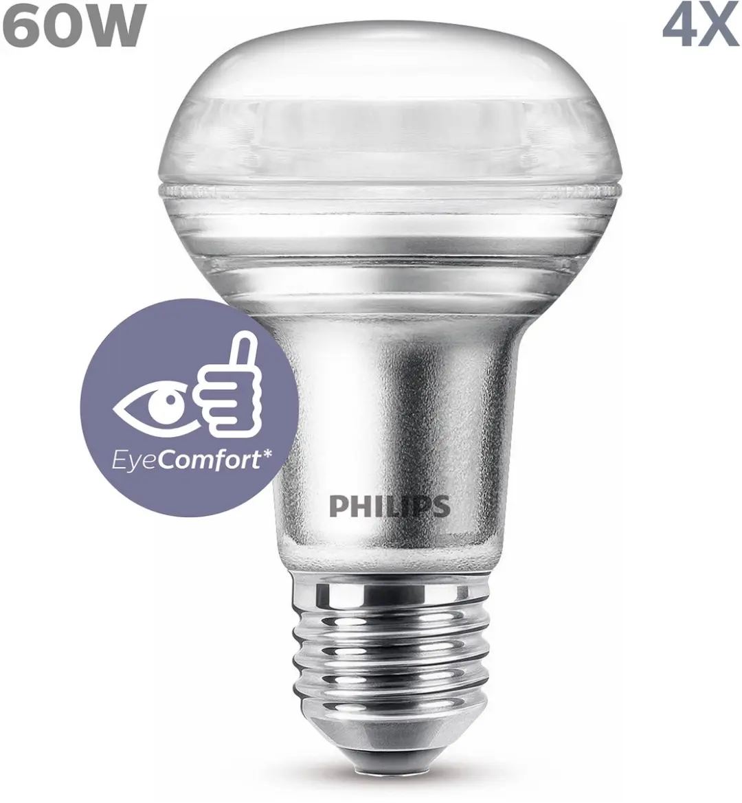 Philips LED E27 Reflector 4.5W Warmwit - Set van 4