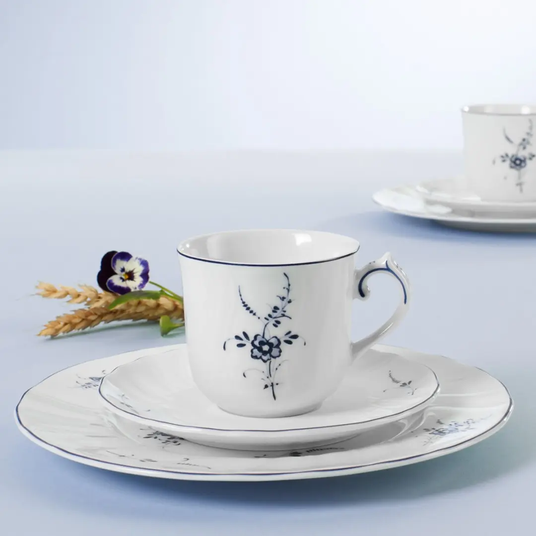 Villeroy & Boch Vieux Luxembourg Koffietassen Set - 6 Stuks - 120ml - Wit-Blauw