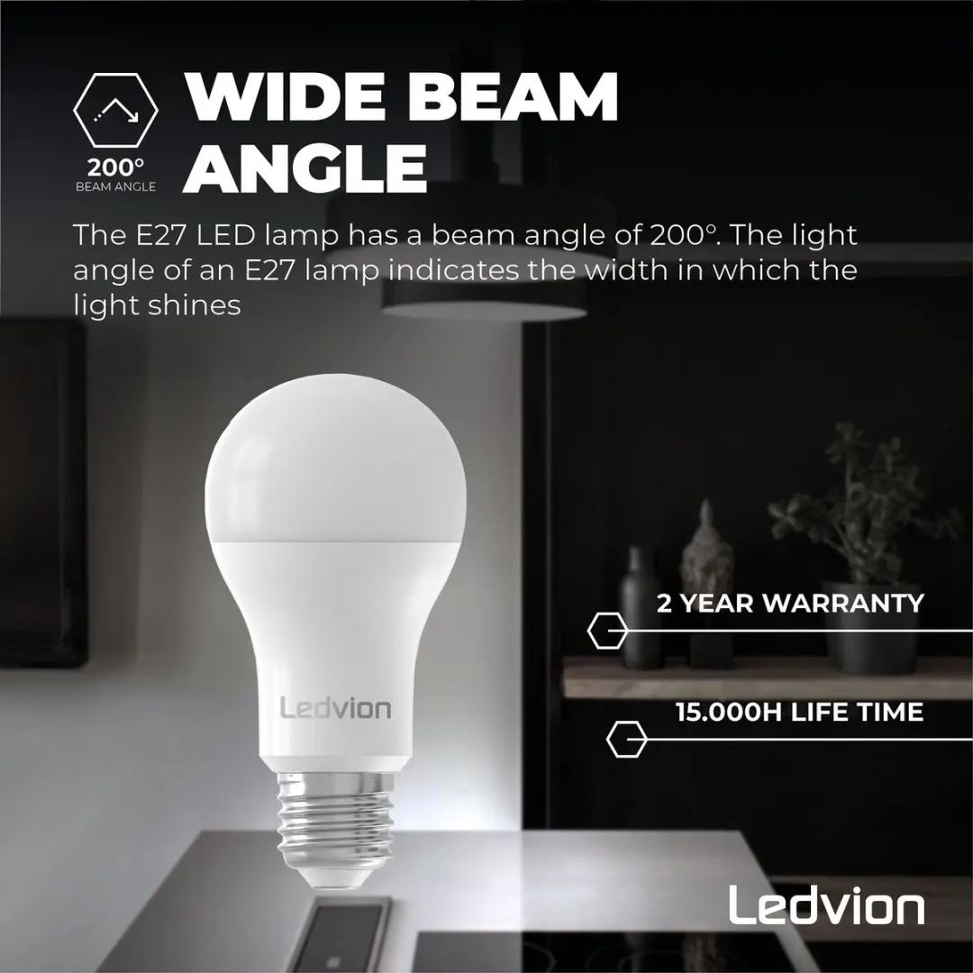 LEDVION 10x E27 LED Lamp Dimbaar 8.8W 6500K - Mat
