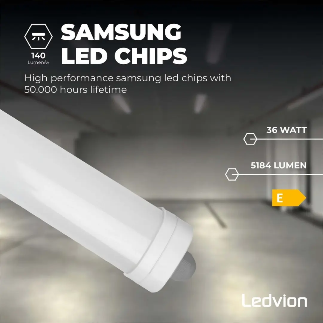 LEDVION 6X LED TL Armatuur 120cm 36W 4000K - 6 Stuks
