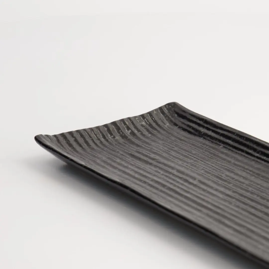 Tokyo Design Studio Mino Craft Rechthoekig Bord - 33,2 x 10,5cm - Zwart - afbeelding 6 van 6