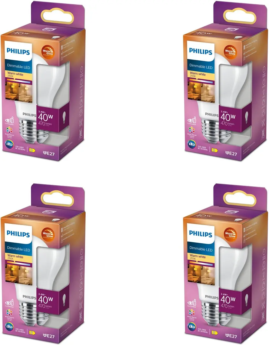 Philips LED E27 Standaardlamp 3.4W Warmwit Mat