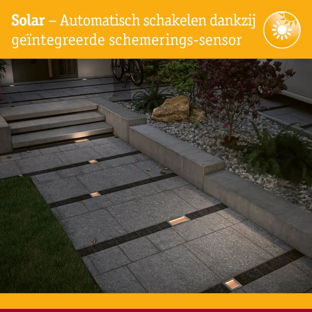 Paulmann Sorea Solar LED Grondinbouwlamp 2200K - 14lm - Staal geborsteld - afbeelding 6 van 6