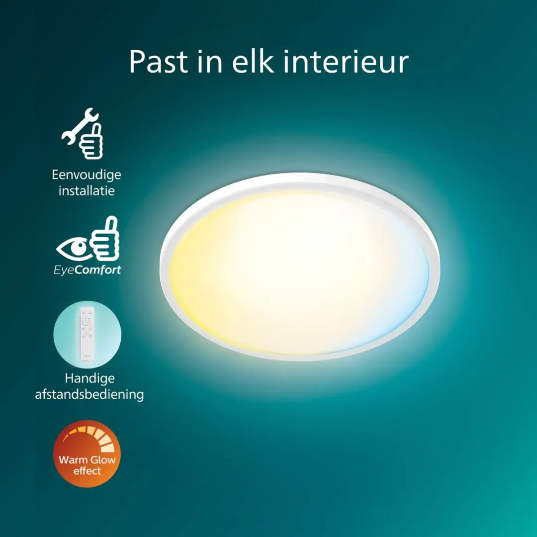 Philips Valen Plafondlamp 32W - Wit - 54cm - Met afstandsbediening