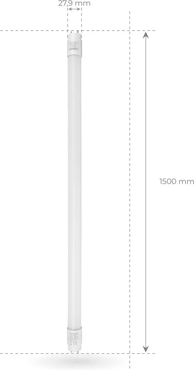 LEDVION LED Tube 150cm 15W - Mat Wit - 4000K - afbeelding 6 van 6