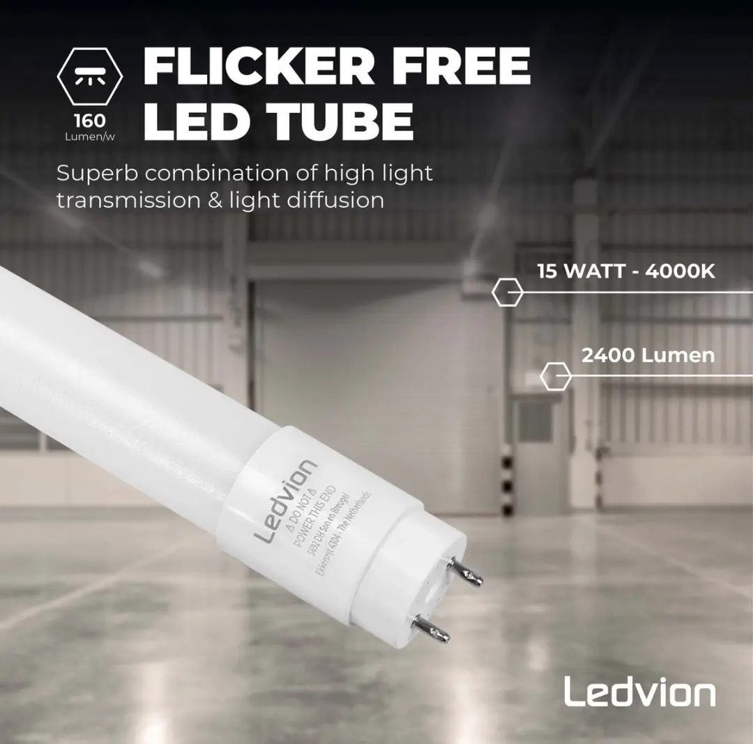 LEDVION LED Tube 150cm 15W - Mat Wit - 4000K