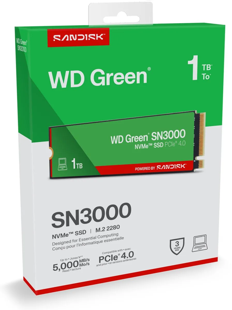 Western Digital Green SN3000 WDS100T4G0E-00CPS0 SSD M.2 2280 1TB - afbeelding 6 van 6
