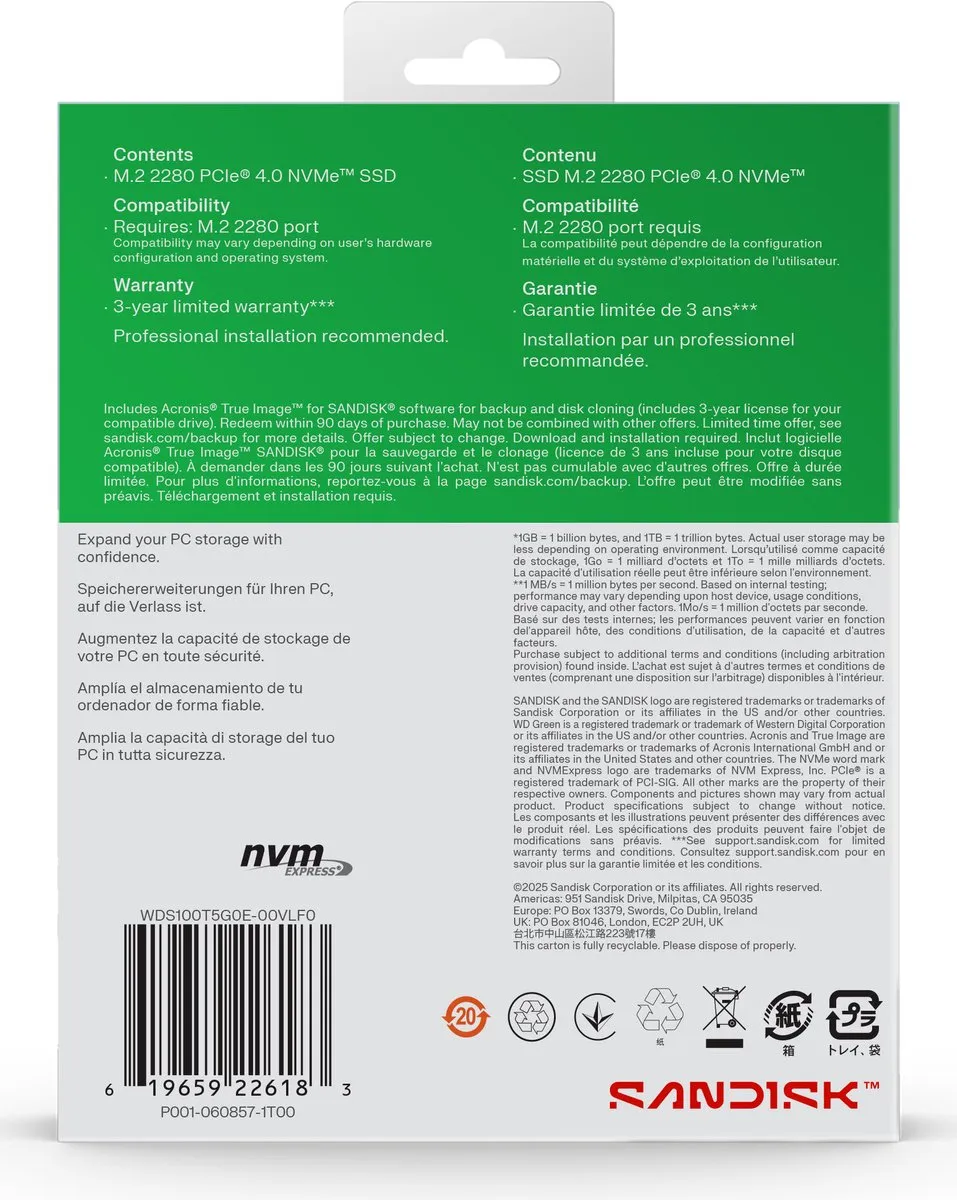 Western Digital Green SN3000 WDS100T4G0E-00CPS0 SSD M.2 2280 1TB