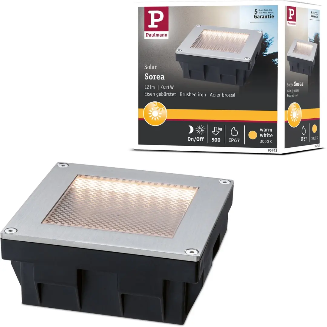 Paulmann Sorea Solar LED Grondinbouwlamp 100x100mm