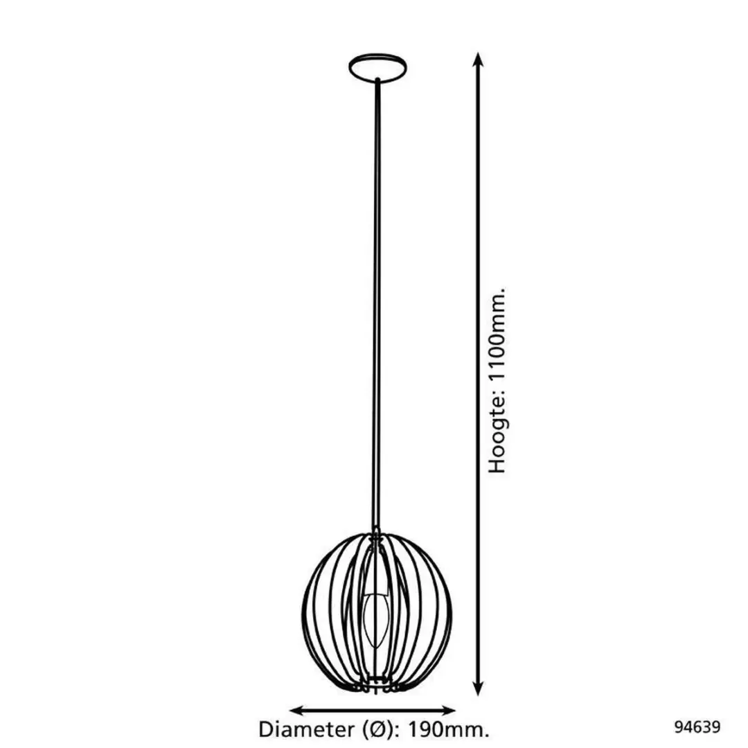 Eglo Cossano Hanglamp 1 Licht - Ø19cm - Donkerbruin - afbeelding 6 van 6