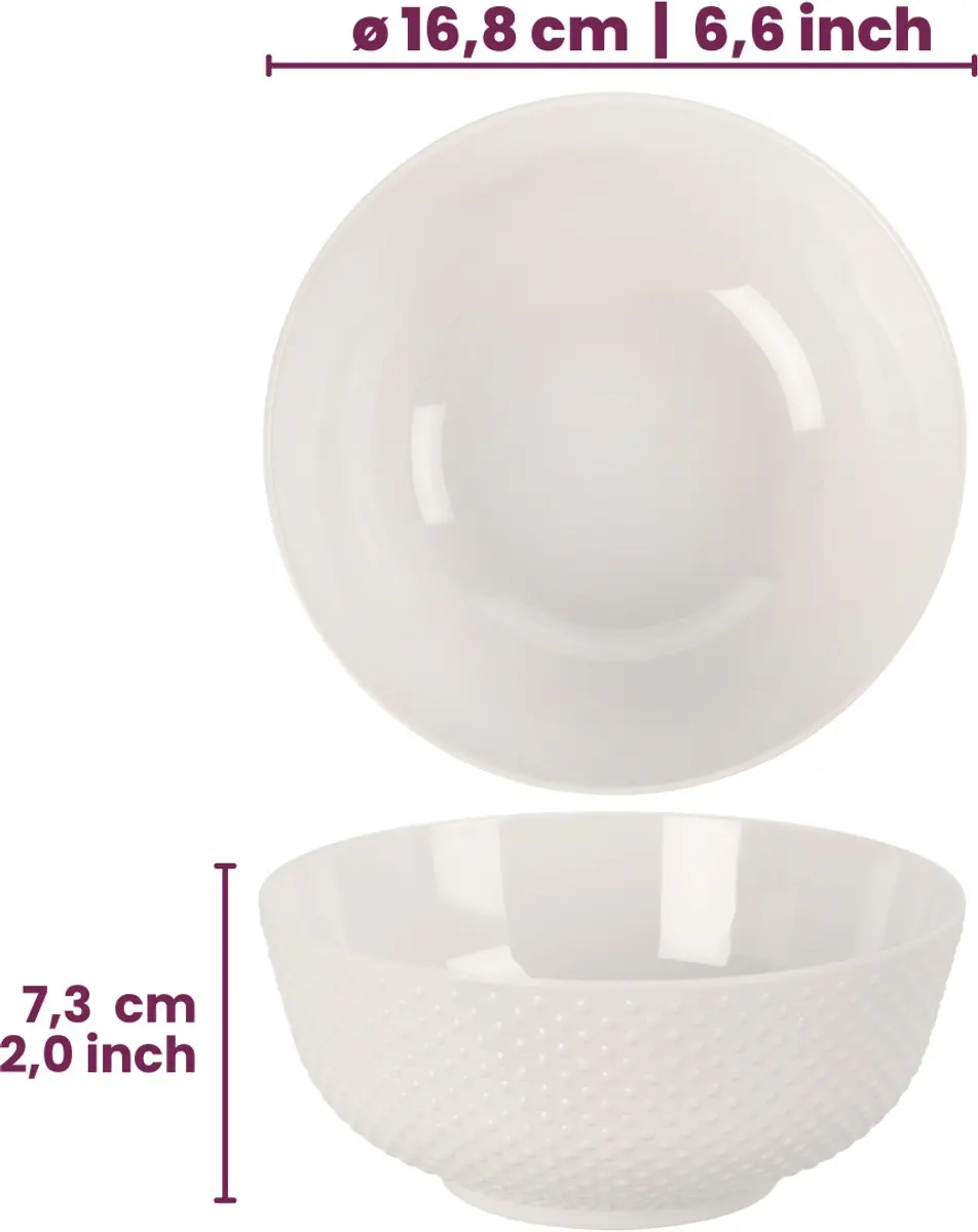 Cookinglife Soepkommen Set - 4 Stuks Ø16.8cm - Melamine Wit