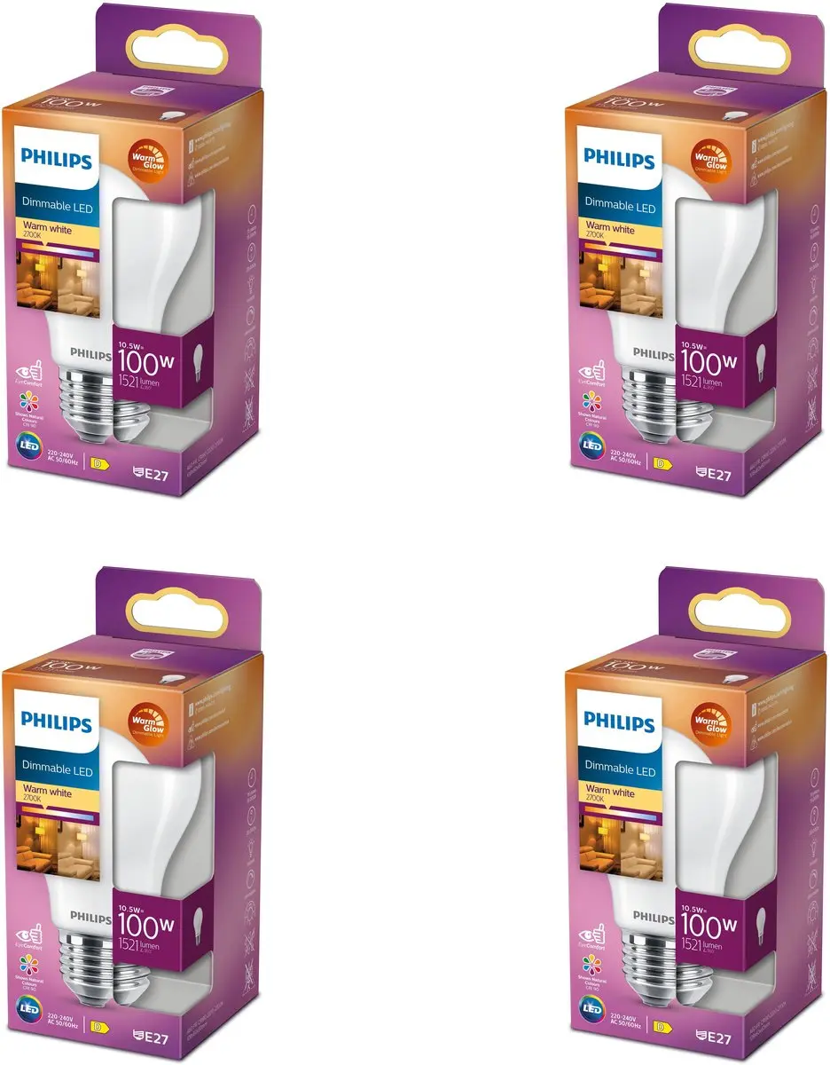 Philips LED E27 Standaardlamp 10.5W Warmwit
