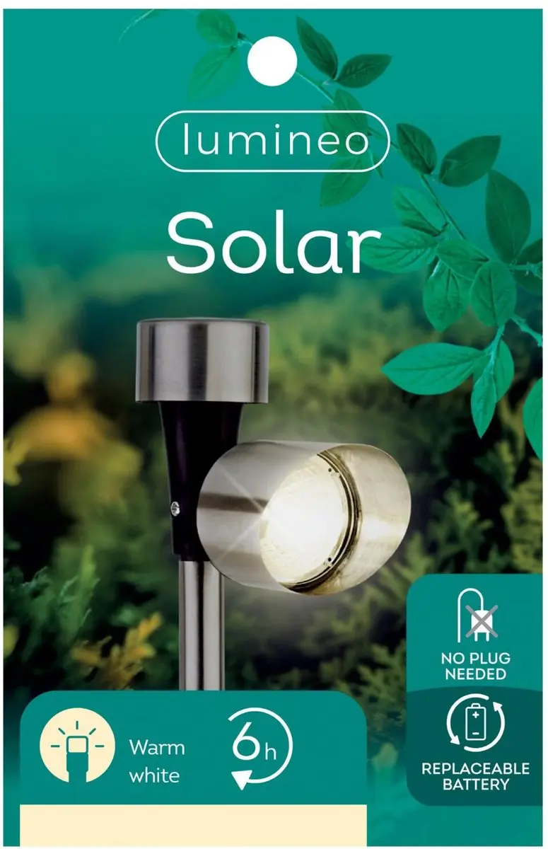 Lumineo Solar Spotlight RVS - 6 Stuks - 1W