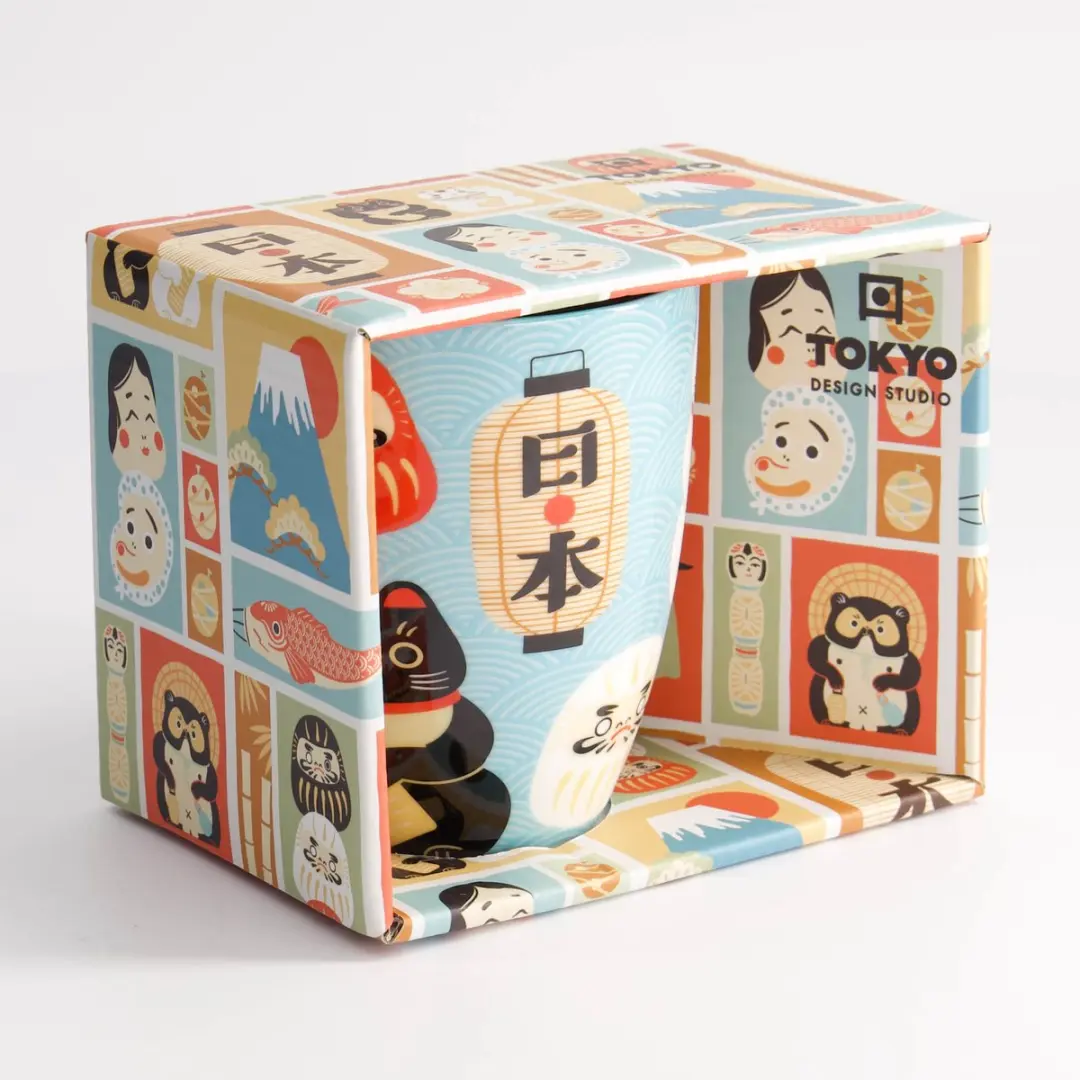 Tokyo Design Studio Kawaii Japan Mok 380ml - Giftbox - Lichtblauw/Wit