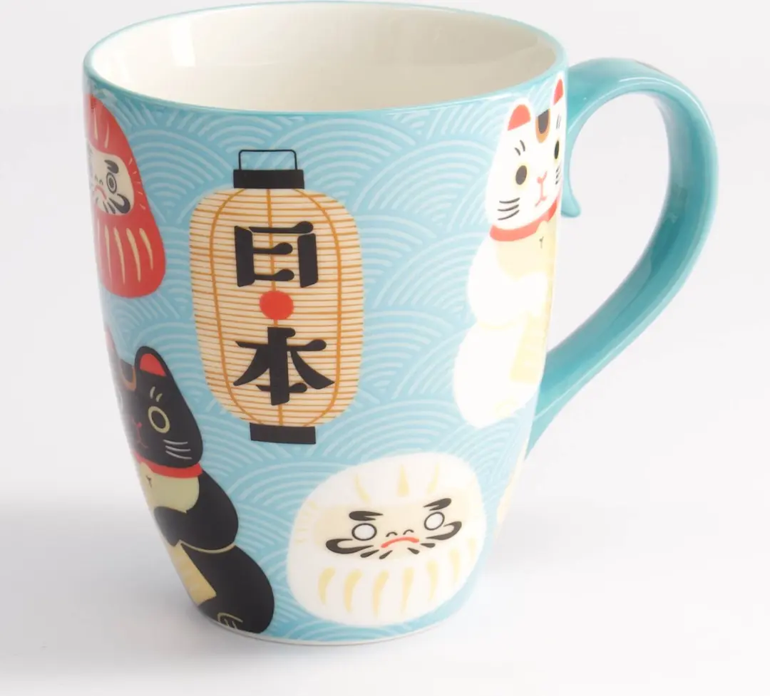Tokyo Design Studio Kawaii Japan Mok 380ml - Giftbox - Lichtblauw/Wit