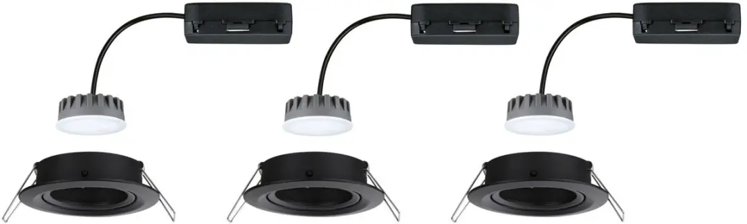 Paulmann Nova Plus Coin Basisset LED-inbouwlamp 3x6W 470lm 2700K - Zwart mat - afbeelding 6 van 6