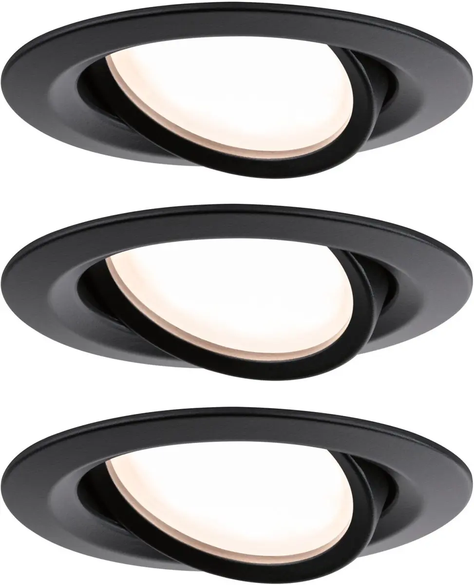 Paulmann Nova Plus Coin Basisset LED-inbouwlamp 3x6W 470lm 2700K - Zwart mat