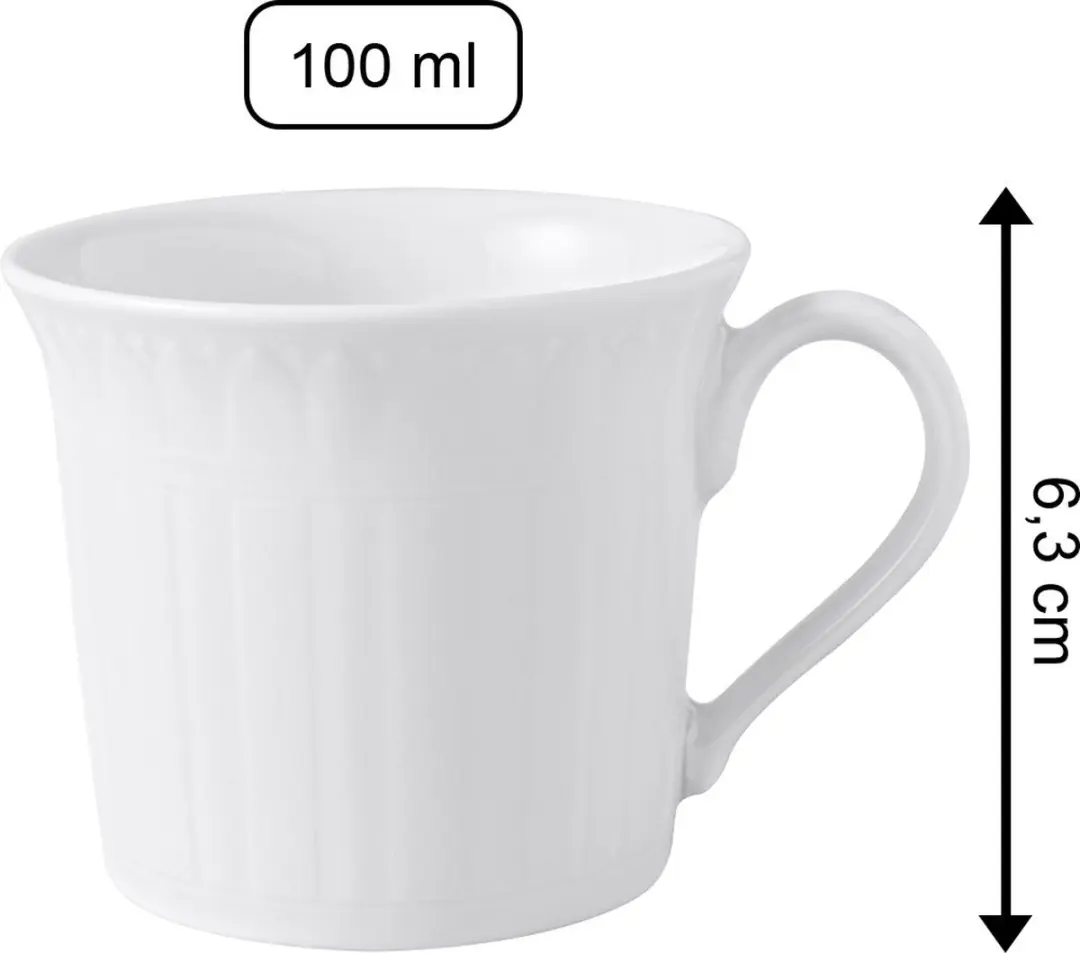 Villeroy & Boch Cellini Mokka/Espresso Tassen - 6 Stuks - 100ml - Wit/Gekleurd
