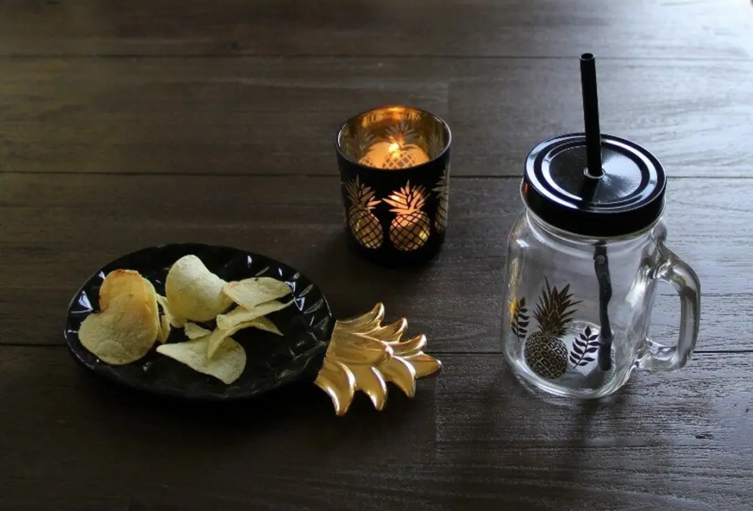 Cosy&Trendy Pineapple Black Deco-plaat 22,5x12,5cm