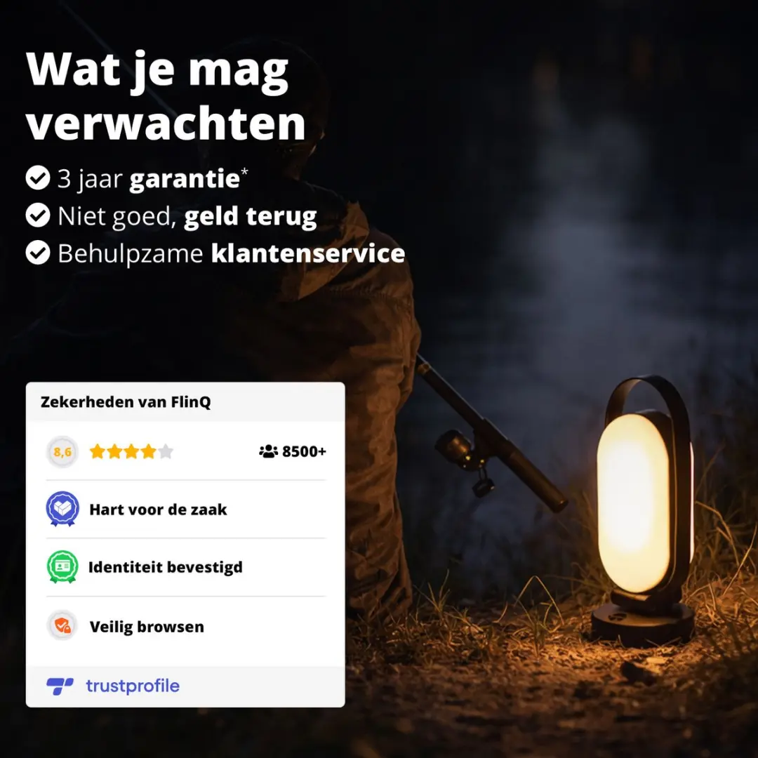 FlinQ Solar PineGlow Tafellamp - 1W - Zwart