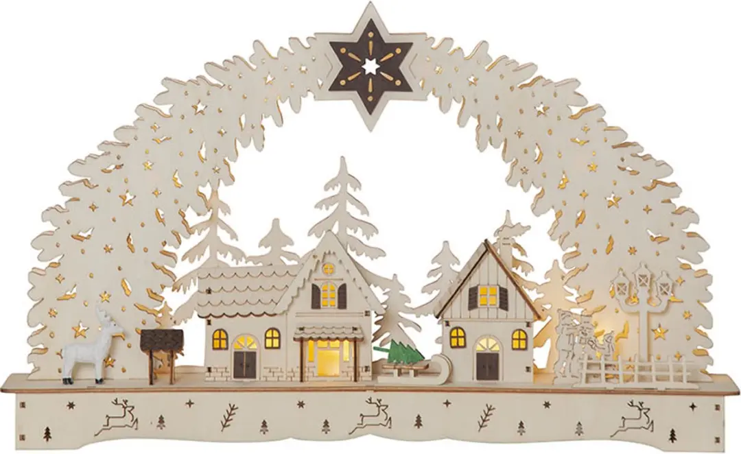 Star Trading LED Kaarsenboog Bamberg Hout Kerstdorp 45cm