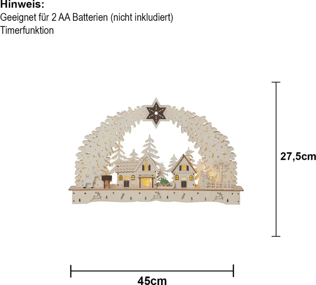 Star Trading LED Kaarsenboog Bamberg Hout Kerstdorp 45cm - Warm Wit