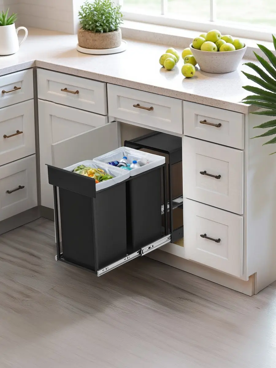 Songmics LTB950B01 Afvalscheidingssysteem 2x30L - Zwart