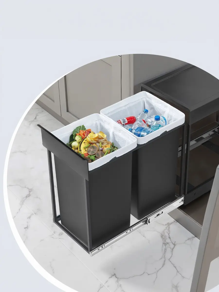 Songmics LTB950B01 Afvalscheidingssysteem 2x30L - Zwart