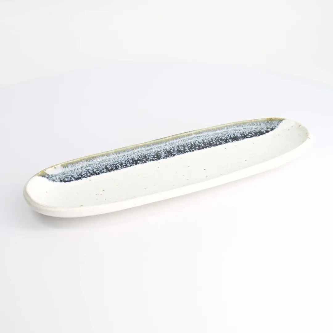 Tokyo Design Studio Mino Craft Bord Ovaal - Wit/Blauw