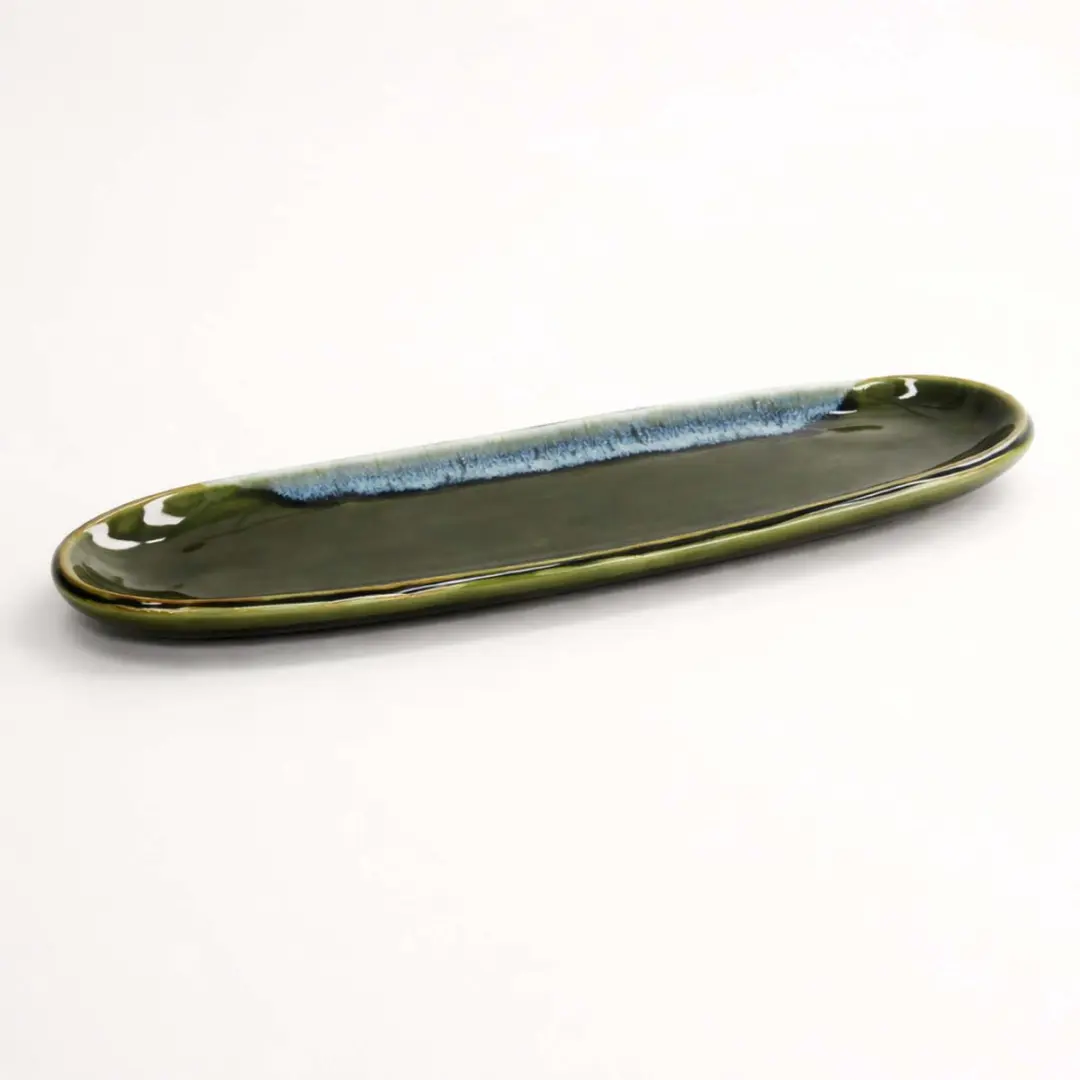 Tokyo Design Studio Mino Craft Bord - Ovaal Groen 34,5x10,8x2,5cm
