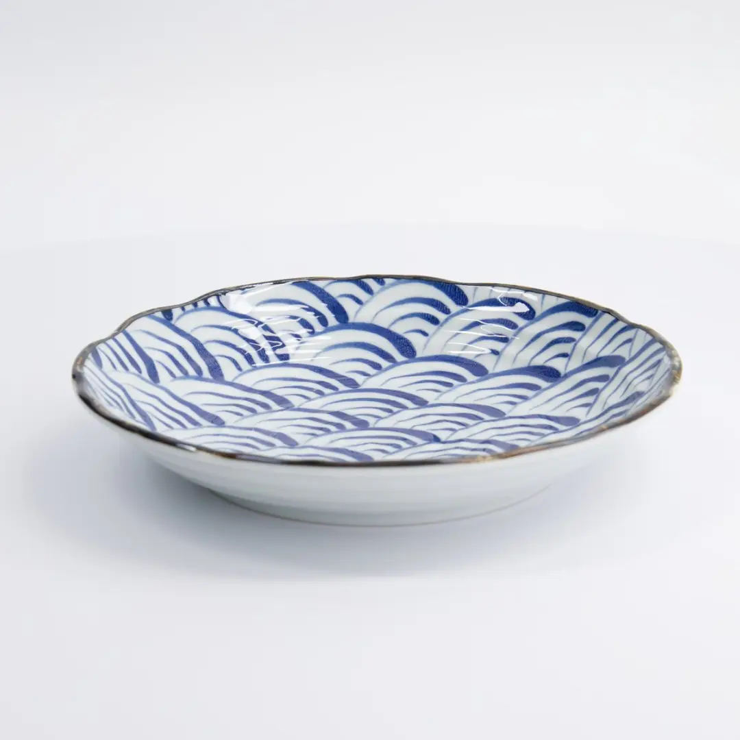 Tokyo Design Studio Natsu Nami Bord - Blauw/Wit 22x4cm